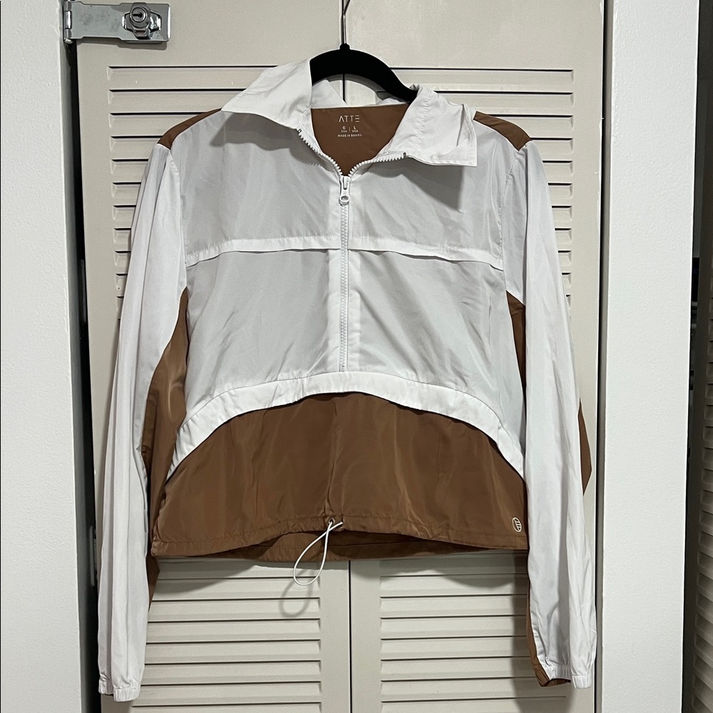 Women's White and Brown Jacket